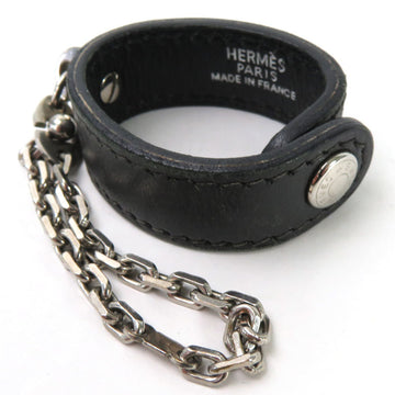 HERMES Charm Glove Holder Leather/Metal Black/Silver Unisex