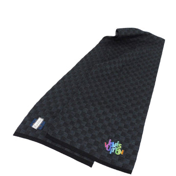 LOUIS VUITTON Scarf Escharpe Petit Logo Virgil Abloh Rainbow Patch Damier Graphite Wool Noir M76042 Men's