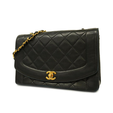 CHANEL Shoulder Bag Matelasse Diana Chain Lambskin Black Gold Hardware Women's