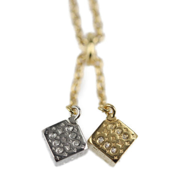 LOUIS VUITTON lucky gram necklace M62804 metal rhinestone gold silver dice motif