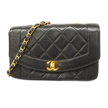 CHANEL Shoulder Bag Diana Chain Lambskin Black Gold Hardware Women's