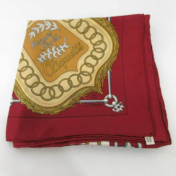 HERMES accessory Carre 90 Cliquetis ticking sword pattern large scarf multicolor red women's silk