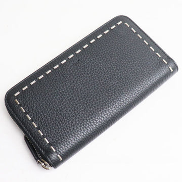 FENDI 7M0210 Round zipper long wallet studs/leather black