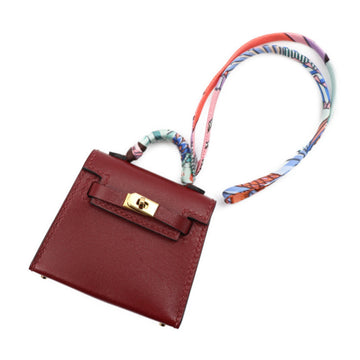 HERMES Kelly Twilly Bag Charm Other Accessories Vota Delact x Silk Bordeaux Gold Hardware Y Engraved Micro Mini
