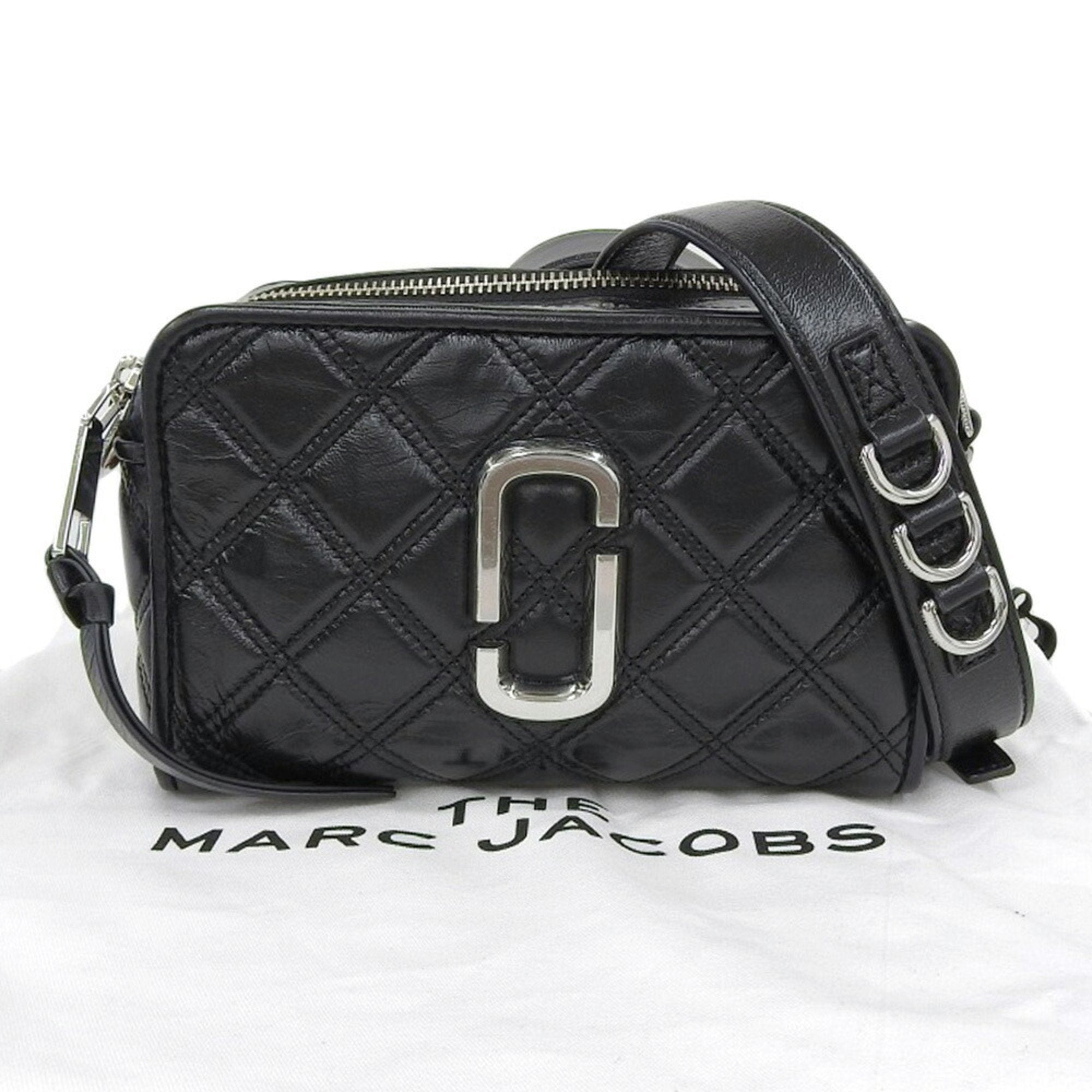 Marc Jacobs Softshot 21 Shoulder Crossbody Bag Quilted Gray Lambskin  191267757001