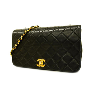 CHANEL Shoulder Bag Matelasse Chain Lambskin Black Gold Hardware Women's