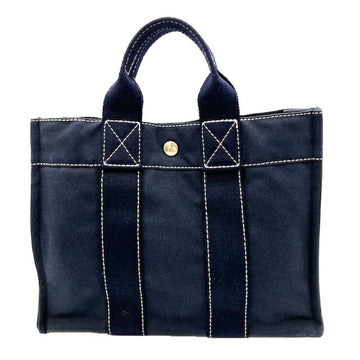 HERMES Deauville PM Tote Bag Navy Canvas Handbag Casual Men's Women's