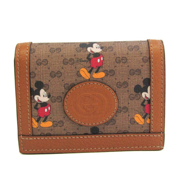 GUCCI Microssima DISNEY X  Mickey Mouse Collaboration Disney 602534 Women's Leather,GG Supreme Wallet [bi-fold] Brown,Multi-color