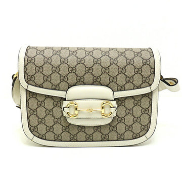 GUCCI Horsebit 1955 shoulder bag GG Supreme women's beige/ebony white 602204