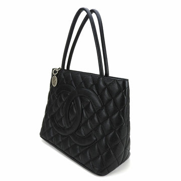 CHANEL Caviar skin Coco Tote Bag Leather Black