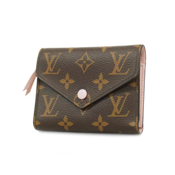 LOUIS VUITTON Trifold Wallet Monogram Portefeuille Victorine M62360 Rose Valerine Women's