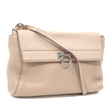 SALVATORE FERRAGAMO Shoulder Bag Women's Beige Leather Gancini