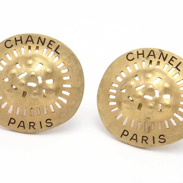 CHANEL earrings logo metal gold ladies