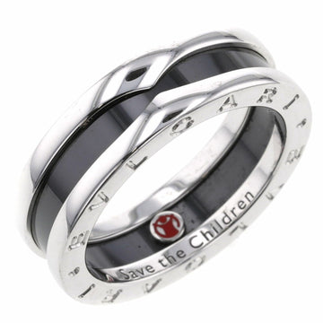 Bvlgari Ring Save the Children Charity Width about 7mm 346091 Silver 925 Black Ceramic No. 18 Men's BVLGARI