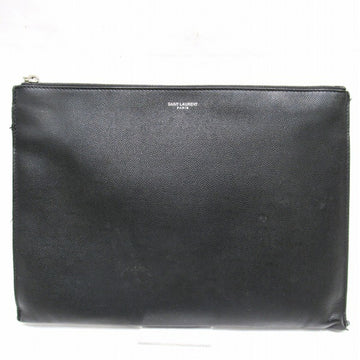 SAINT LAURENT Paris Black Leather 397295 Bag Clutch Men's