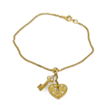 CHANEL Bracelet Heart Key Crystal Coco Mark Strass Chain 02P CC Plated Clear A18802 Women's Accessories Jewelry