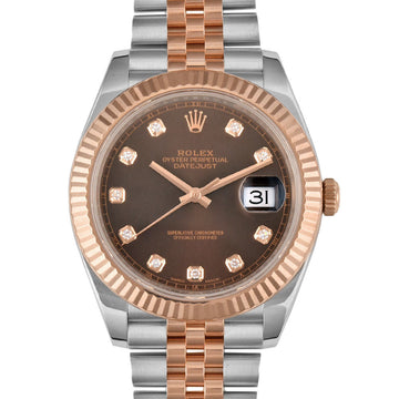 ROLEX Datejust 41 126331G 10P Diamond Index K18RG×SS Random Number Men's Watch Automatic Winding Chocolate Dial