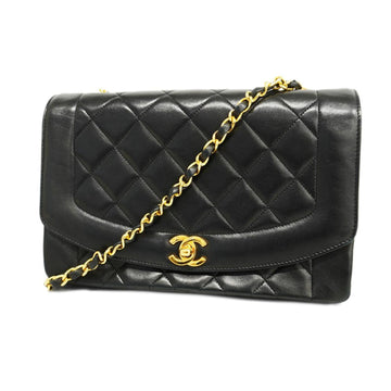 CHANEL Shoulder Bag Diana Chain Lambskin Black Gold Hardware Women's