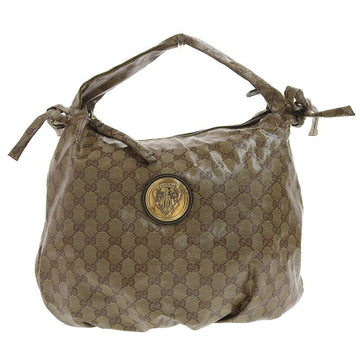 Gucci Bag Women's Handbag GG Crystal Histeria Crest Coated Canvas 211844 Beige Brown