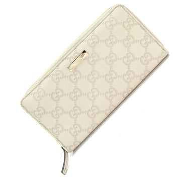 GUCCI Round Wallet Shima 307980 Off-White Leather Long White Women's Men's