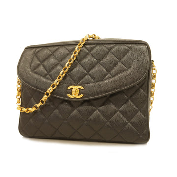 Chanel Shoulder Bag Matelasse Chain Shoulder Caviar Skin Black Gold metal