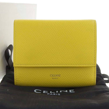 CELINE Small Trifold Compact Wallet Leather Yellow 10B573BEL