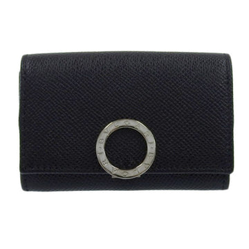 BVLGARI Leather Coin Case Black Men's