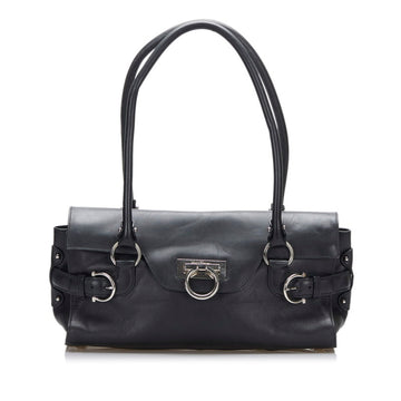 SALVATORE FERRAGAMO Gancini Handbag Shoulder Bag DY-21 4862 Black Leather Ladies