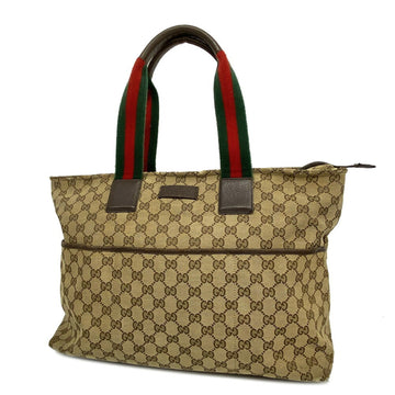 GUCCI Tote Bag Sherry Line 155524 Canvas Leather Brown Ladies