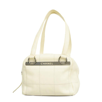 CHANEL shoulder bag chocolate bar caviar skin ivory silver hardware ladies