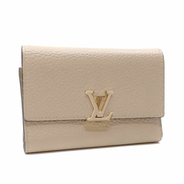 LOUIS VUITTON Trifold Wallet Portefeuille Capucines Women's M62159 Galle Beige Taurillon Leather