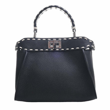 FENDI Selleria Leather Peekaboo Handbag 8BN244 Black Ladies