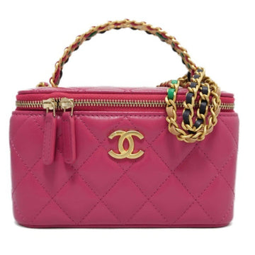 CHANEL Vanity Shoulder Pink Multicolor Lambskin Women's Men's Bag Leather