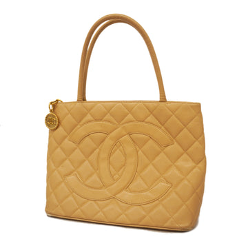 CHANELAuth  Reprint Tote Women's Caviar Leather Tote Bag Beige