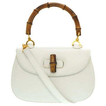 GUCCI bamboo shoulder handbag leather white