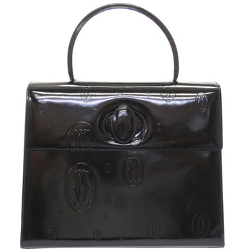 Cartier Happy Birthday Patent Leather Black Navy Stitch Handbag