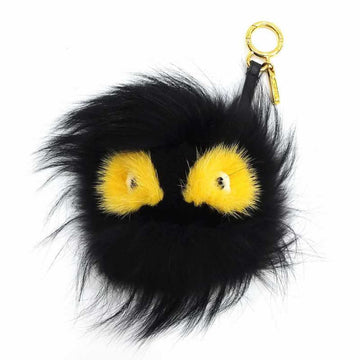 FENDI Bugs key ring monster charm fur holder black yellow