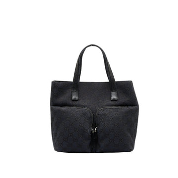 GUCCI GG canvas handbag tote bag 0021080 black leather ladies