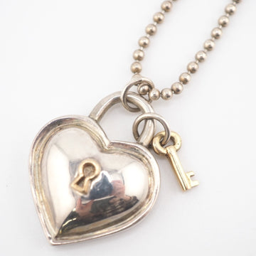 TIFFANY&Co./ Heart Lock Key 925×750 29.6g Ball Chain Necklace Silver Women's
