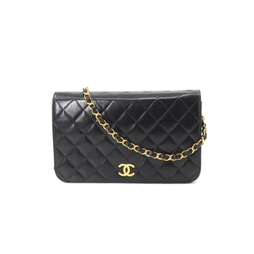 Chanel matelasse chain shoulder bag leather black gold metal fittings push lock A03568 here mark vintage Matelasse Bag