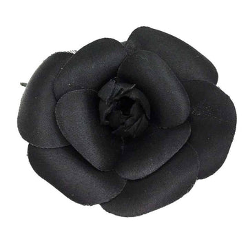 CHANEL Camellia Corsage Brooch Black  Ladies