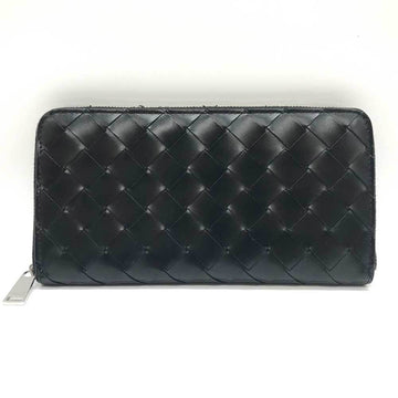 BOTTEGA VENETA Long Wallet Round Black Maxi Intrecciato BOTTEGAVENETA