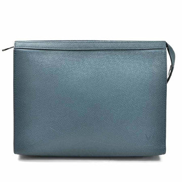 Louis Vuitton Clutch Bag Taiga Pochette Voyage MM Blue Leather Men's M30675