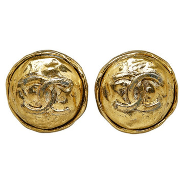 CHANEL Coco Mark Round Earrings Gold Plated Women's