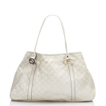 GUCCI Shima GG Twins Handbag Tote Bag 232956 Beige White Leather Ladies