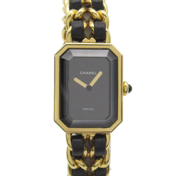 CHANEL Premiere M Wrist Watch Watch Wrist Watch H0001 Quartz Black Gold Plated Leather belt H0001