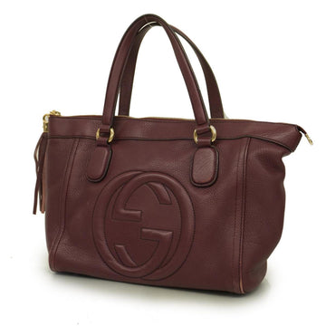 GUCCI Tote Bag Soho Interlocking G 282307 Leather Bordeaux Gold Hardware Women's