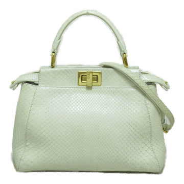 FENDI Mini Peekaboo Shoulder Bag White Python