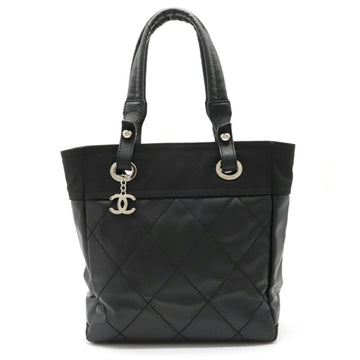 Chanel Paris Biarritz Tote PM Bag Shoulder Coated Canvas Leather Black A34208