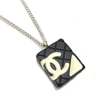 CHANEL necklace cambon metal / enamel silver black off-white Lady's